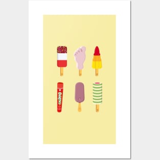 Mix of Ice lollies pastel lemon background Posters and Art